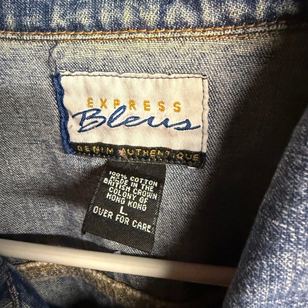Vintage Express Bleus Denim Jacket Womens Large Full Zip Medium Wash 100% Cotton - Picture 5 of 8